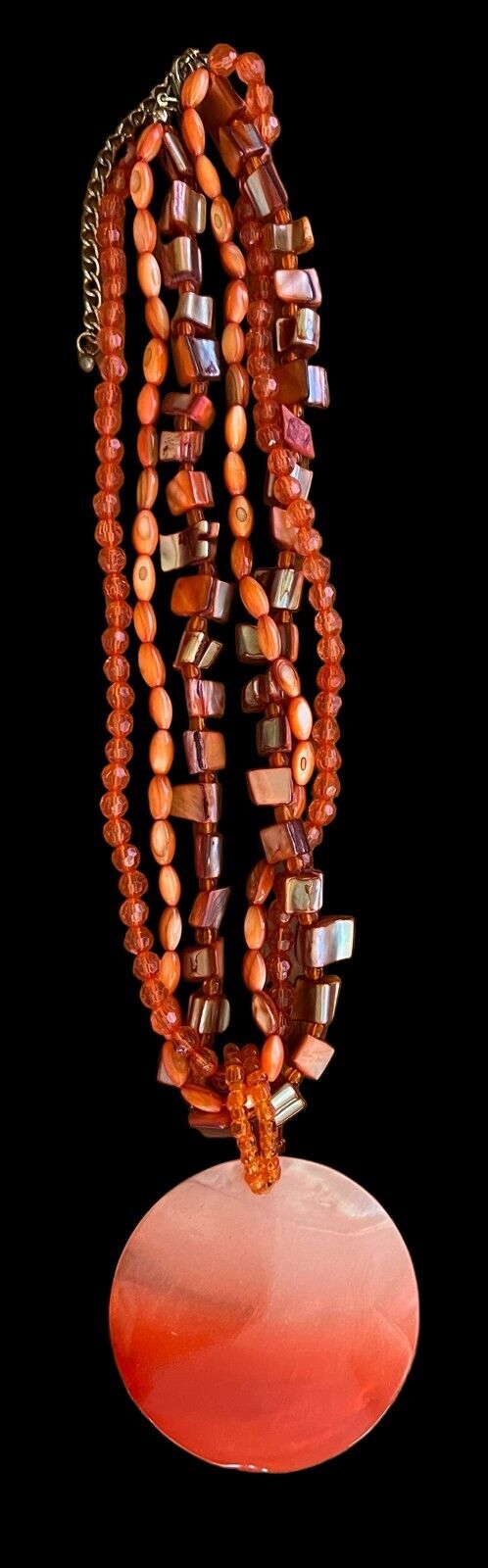 Fashion Jewelry Orange Color Glass Bead Pendant Necklace