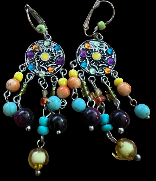 Fashion Jewelry Silvertone Beads with Glass Beads