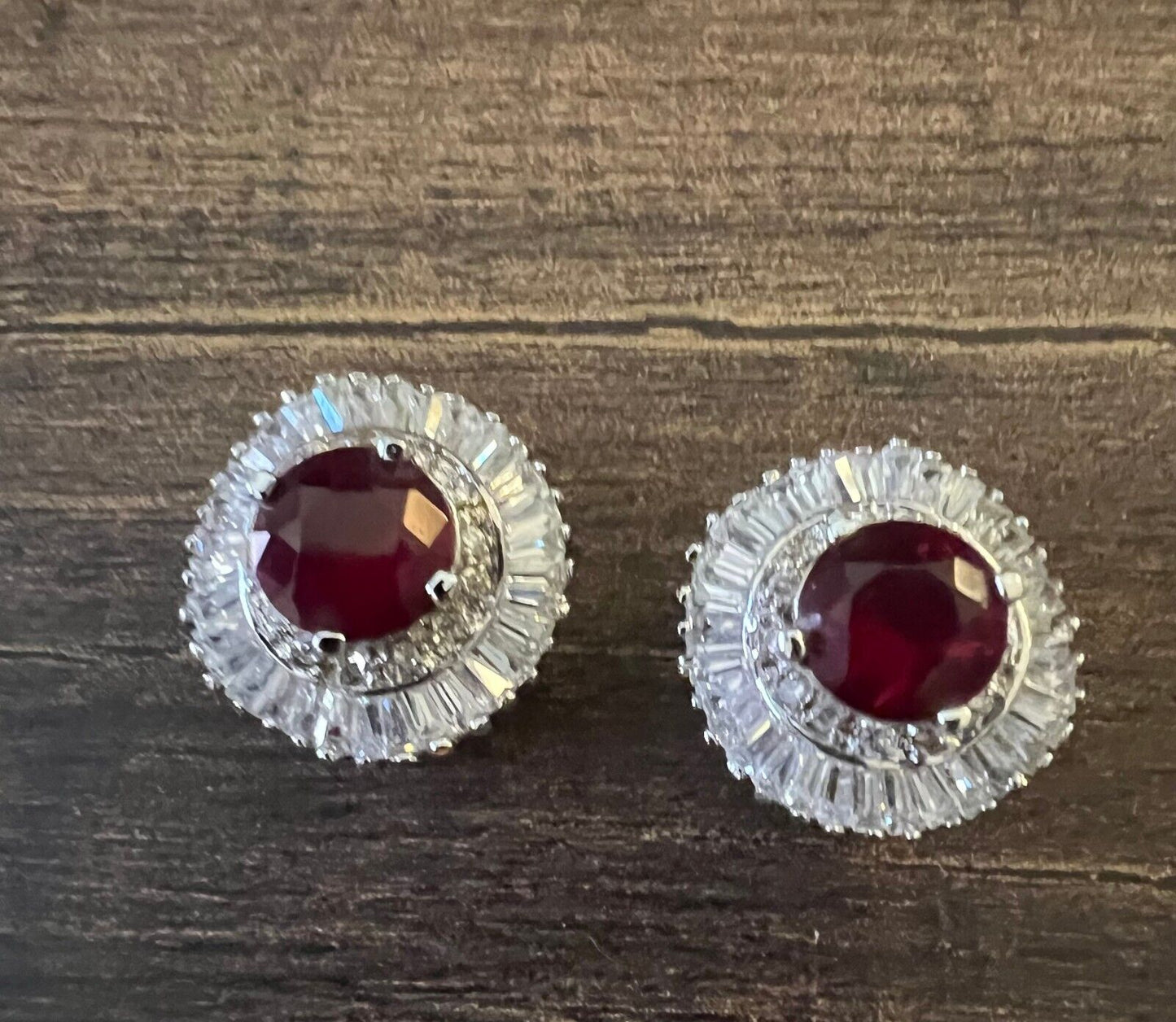 Vintage Rhinestone and Faux Ruby Jeweled Metal Button Covers