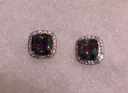 Fashion Jewelry Mystic Topaz Earrings with Crystals