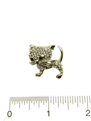 Fashion JewelryCrystal Cat Pin 1"