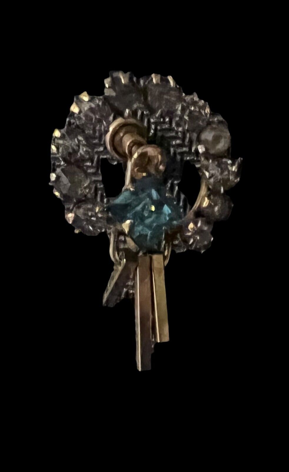 Vintage 1/20 12K Gold Filled Rhinestone and Blue Topaz Pin & Screw Back Earrings