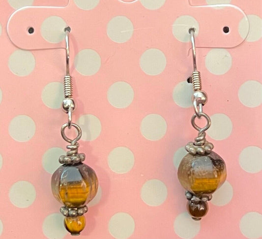 Vintage Tiger Eye Beads Earrings