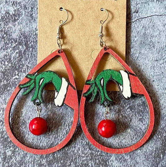 Christmas Grinch Ornament Earrings