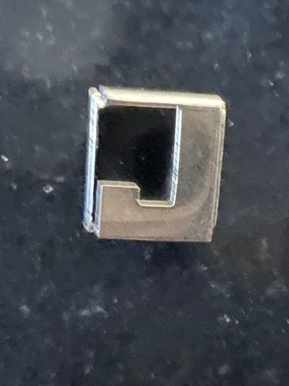 Vintage Silvertone & Onyx Initial J Tie Tack