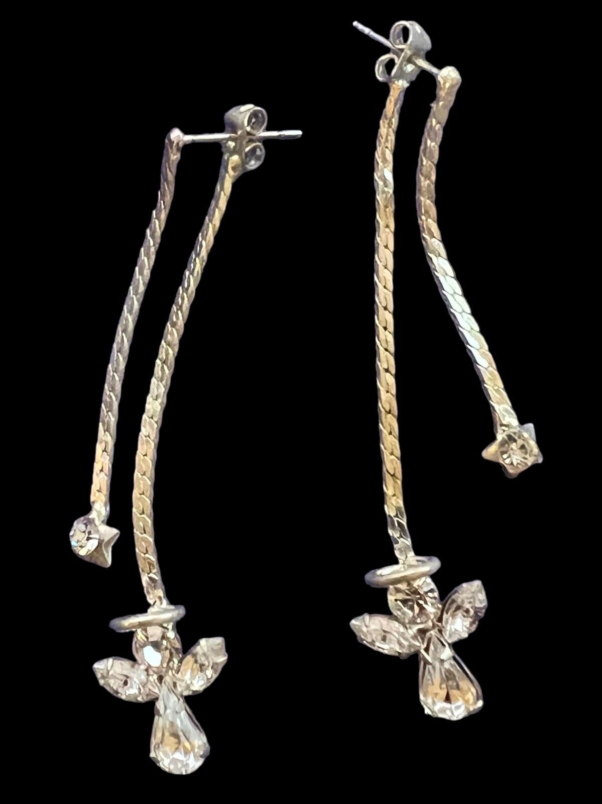 Vintage Dangle Angel w/halo & Star Earrings 2” Drop