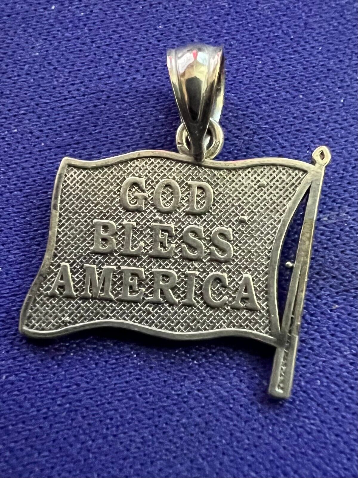 Vintage Silvertone Cloisonné Enamel Charm or Pendent US FLAG