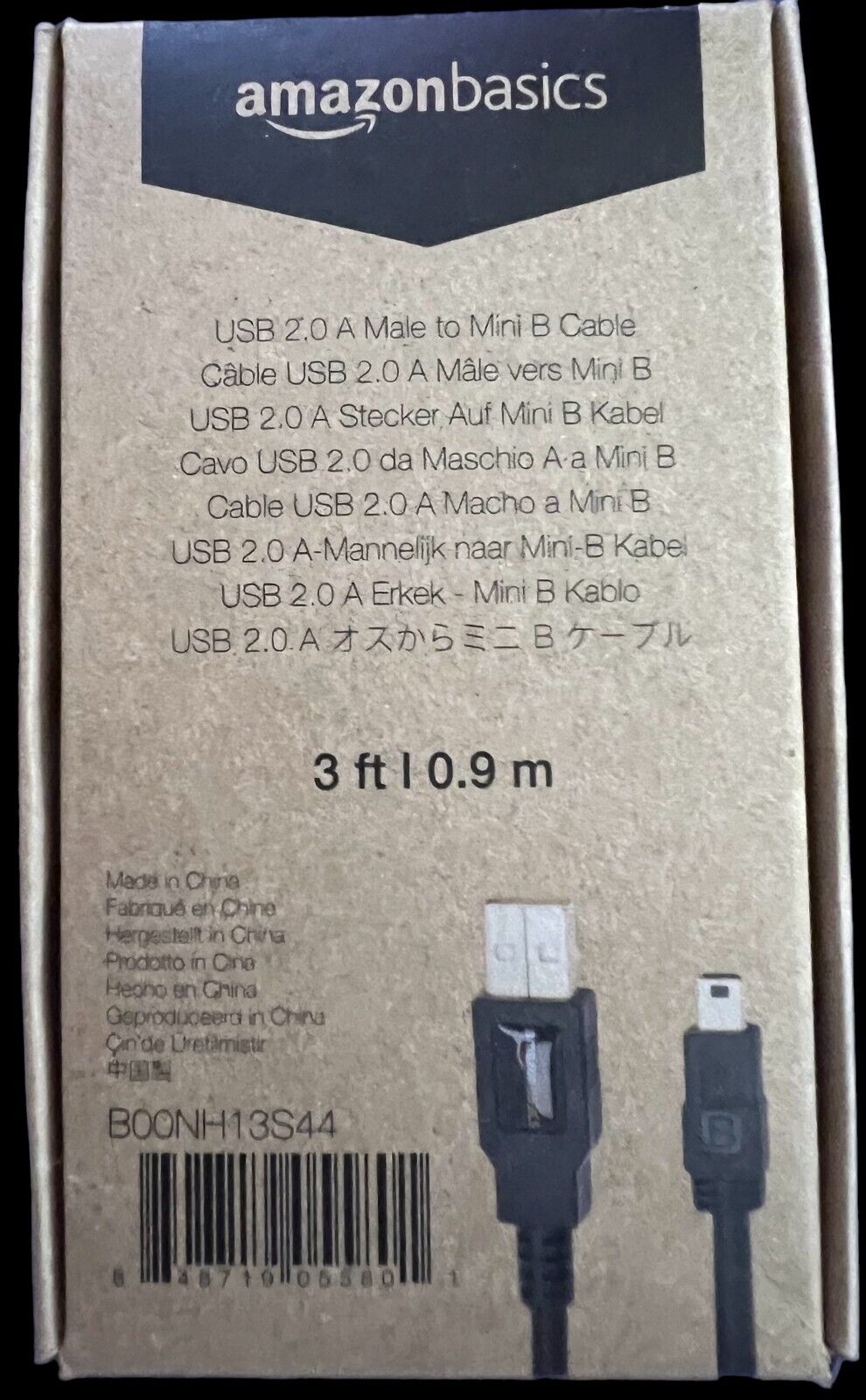 Amazon Basics USB 2.0 Charger Cable - A-Male to Mini-B Cord: 3 Feet / 0.9 Meters