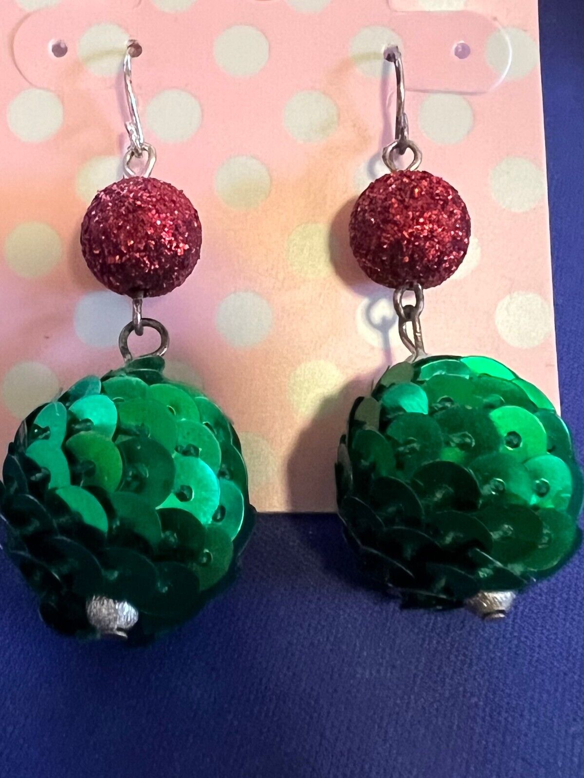 Vintage Earrings Christmas Balls 1.5" Drop