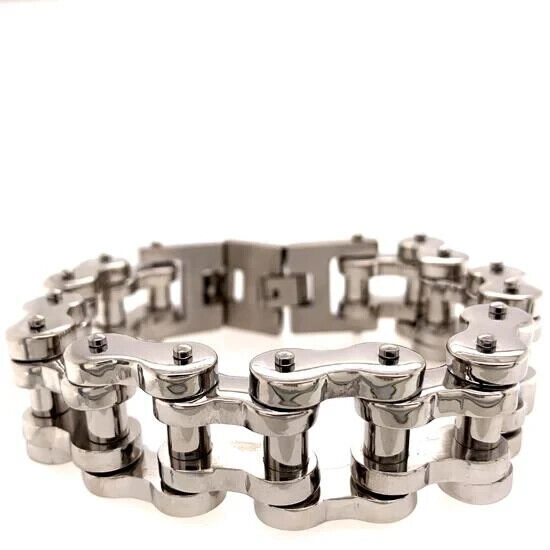 Stainless Steel Large Bike Chain Bracelet 10"