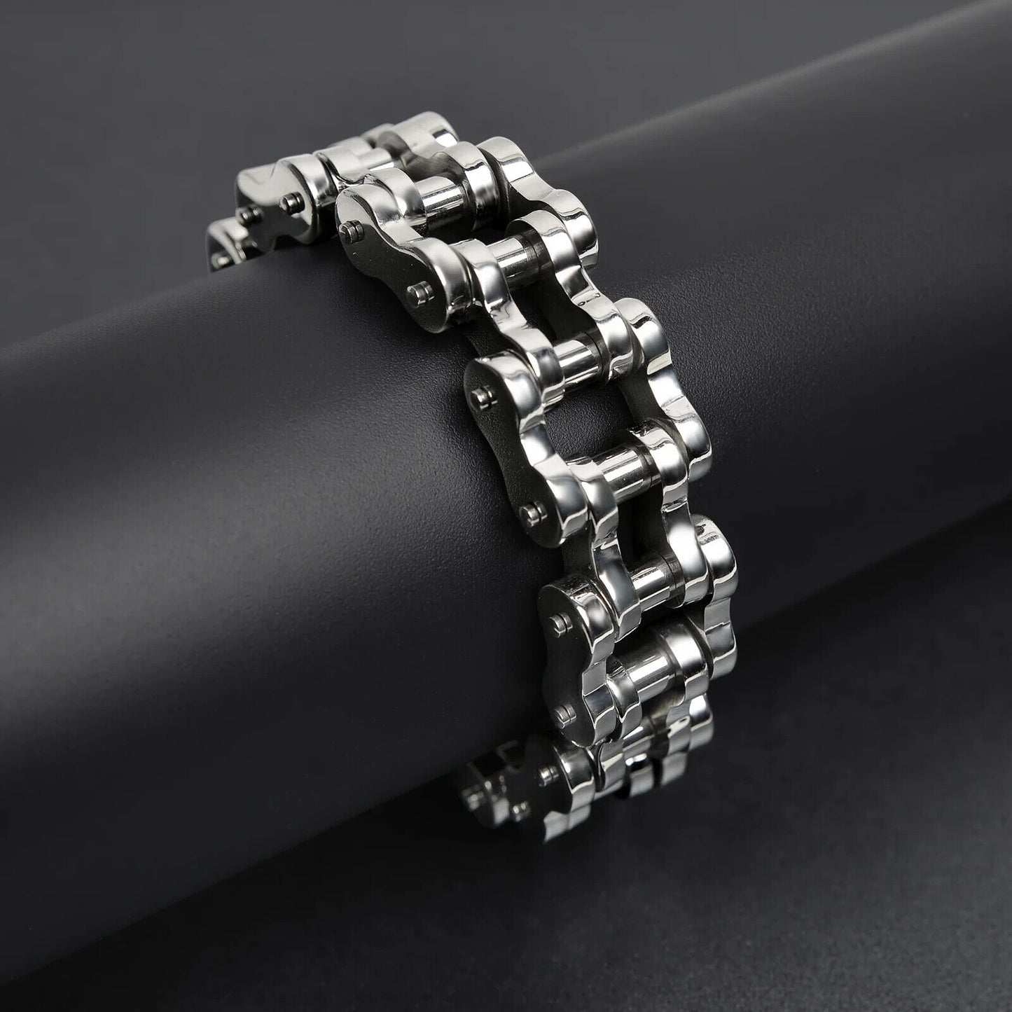 Stainless Steel Large Bike Chain Bracelet 10"