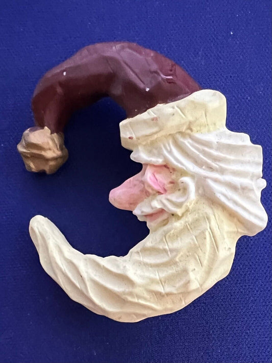 Christmas Carved Resin Santa Claus in the MOON Holiday Pin