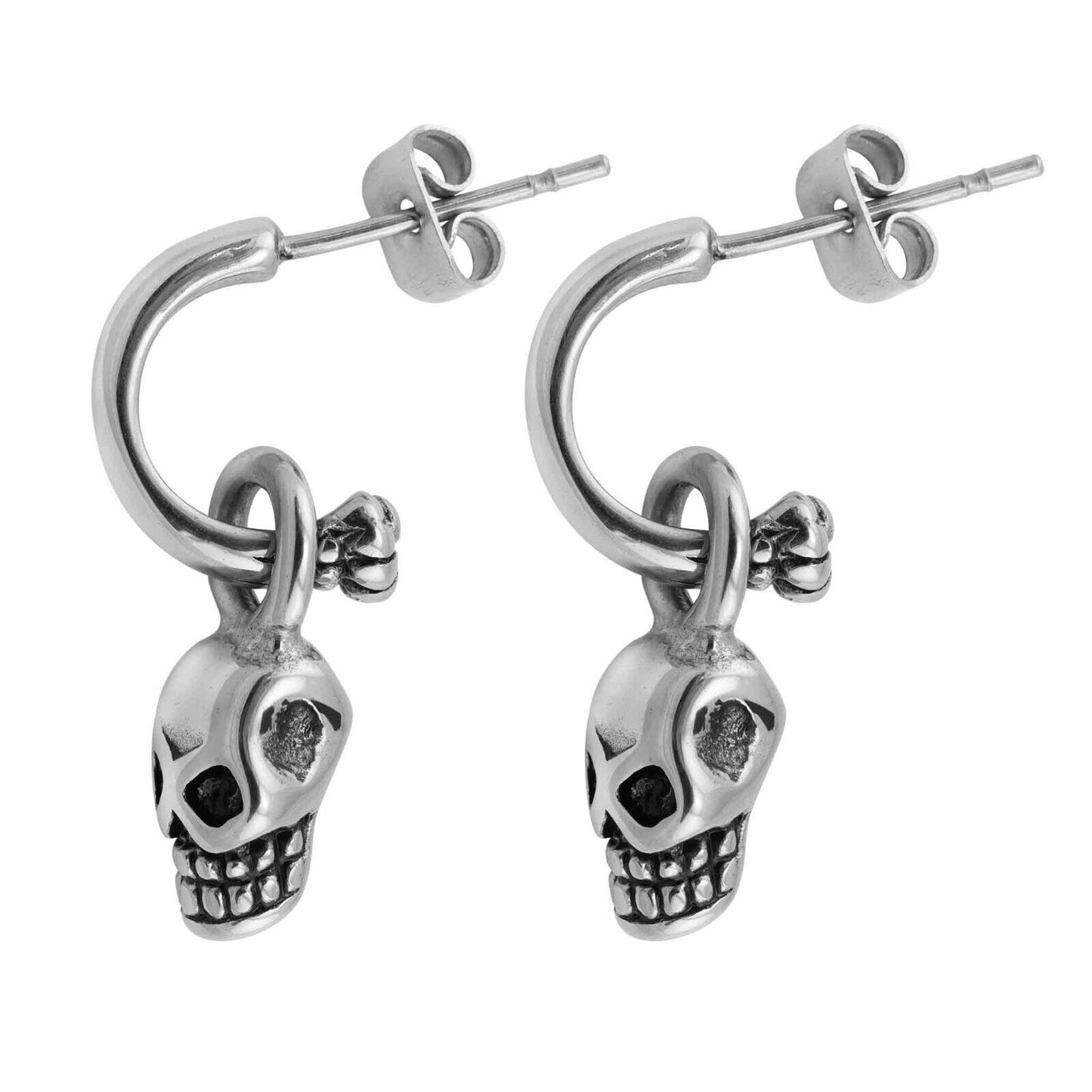 Stainless Steel Dangle Skull Earrings