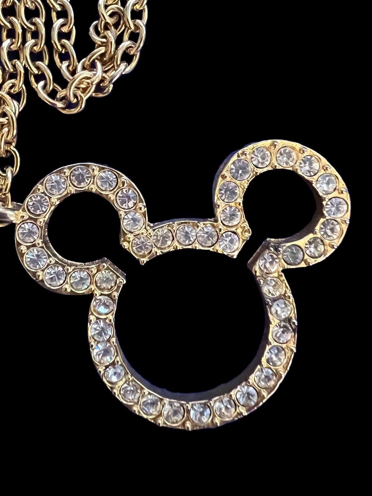 Vintage Walt Disney Mickey Mouse Pendant Necklace w/Rhinestones