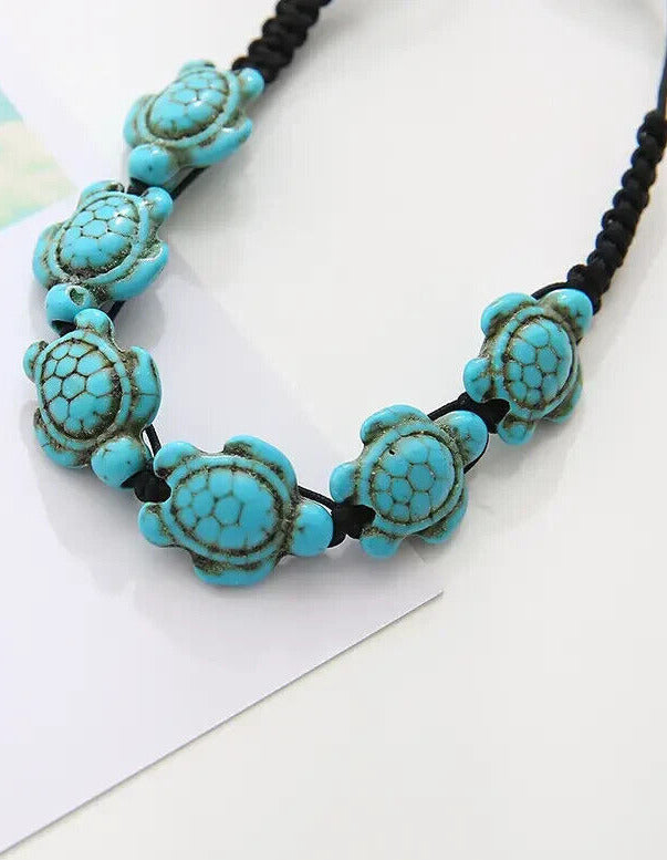 Sea Turtle Men Women Boho Bracelet Shamballa Slide Closure Turquoise Beads Jewel