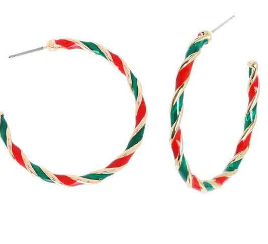 Candy Cane Open Hoop Earrings