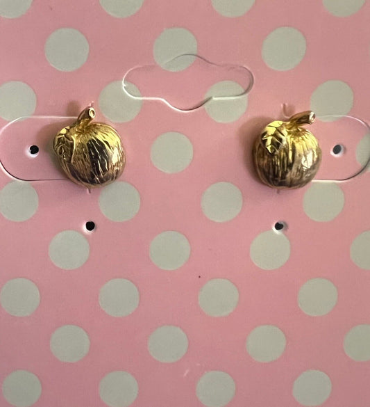 Vintage Goldtone Apple Earrings .25"